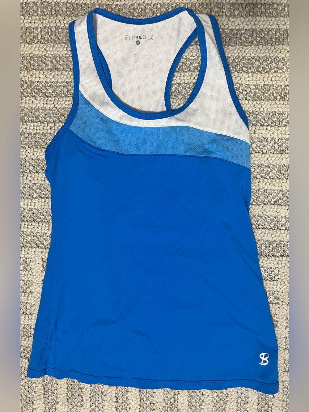 Blue and white Sofibella Tennis Tank - Size XS